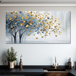 A Touch of Blue in a Golden Grove - NicheCanvas