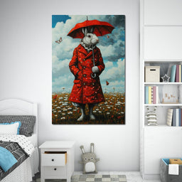 The Rabbit and the Red Umbrella - TooplesArt - NicheCanvas