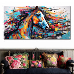 Vibrant Equine Mosaic - NicheCanvas