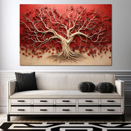 Gold and Red Tree of Life - NicheCanvas