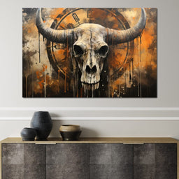 Bull Skull in the Gothic Twilight - Raven Blackwood - NicheCanvas