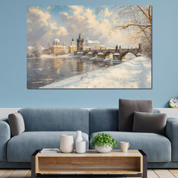 Winters Golden Glow Over Prague - NicheCanvas