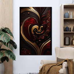 The Marble-Lux Collection: Dark Red & Vibrant Gold 05 - NicheCanvas