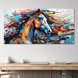 Vibrant Equine Mosaic - NicheCanvas