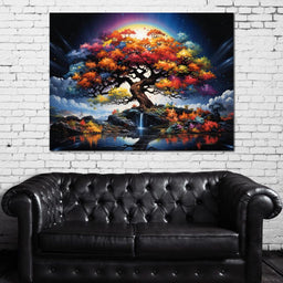Mystic Rainbow Tree Twilight - NicheCanvas