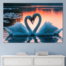 Swans In Love - Tooples Art - NicheCanvas