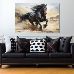 Stocky Black Horse - NicheCanvas