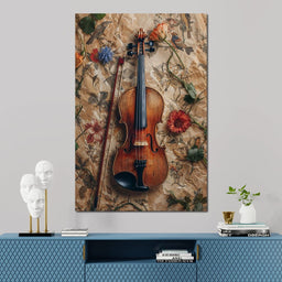 Violin Strings and Floral Notes - NicheCanvas