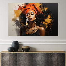 Black Gold Fashion Portrait - NicheCanvas