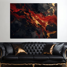 Red Gold and Black Abstraction - NicheCanvas