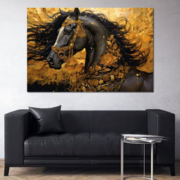 Gilded Black Horse - NicheCanvas