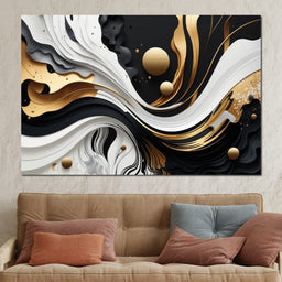 Marble-Lux Collection: Vibrant White & Gold Marble 08 - NicheCanvas