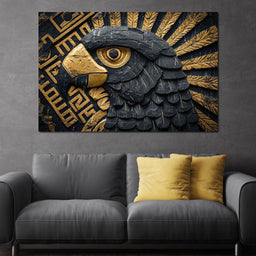 Golden Aztec Eagle Majesty - NicheCanvas