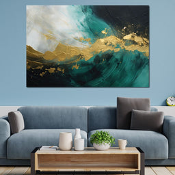 Emerald Tide with Golden Crest - NicheCanvas