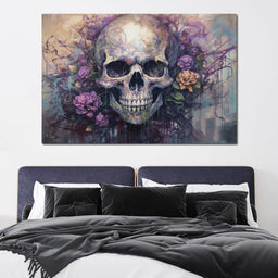 Skull & Flowers - Raven Blackwood - NicheCanvas
