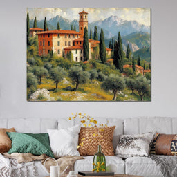 Tuscan Serenity Amidst Peaks - NicheCanvas