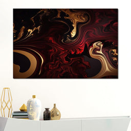 The Marble-Lux Collection: Dark Red & Vibrant Gold 15 - NicheCanvas