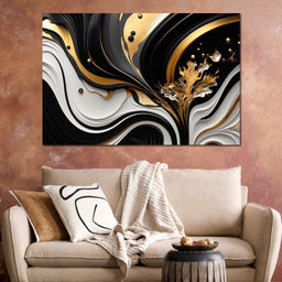 Marble-Lux Collection: Vibrant White & Gold Marble 10 - NicheCanvas
