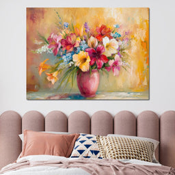 Sunlit Floral Vase Arrangement - NicheCanvas