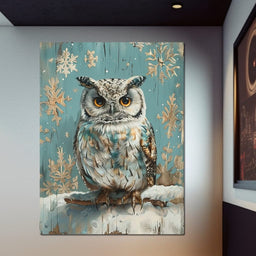Winter Owls Golden Gaze - NicheCanvas