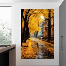 Autumn Leaves Along the City Road - NicheCanvas