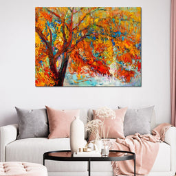 Red & Yellow Autumn Tree - NicheCanvas