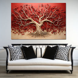 Gold and Red Tree of Life - NicheCanvas