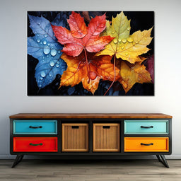 Autumnal Raindrop Leaves - NicheCanvas