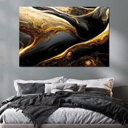 Luxury Abstract Marble in Black & Gold - NicheCanvas