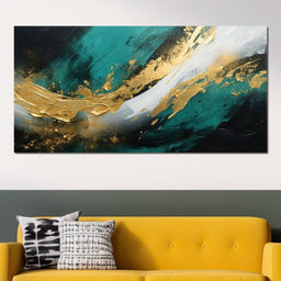 Emerald Currents with Gold - NicheCanvas