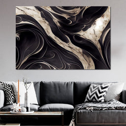 Luxury Abstract Marble in Black & White - NicheCanvas