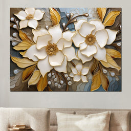 Golden Vortex of Organic Blooms - NicheCanvas