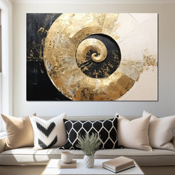 Golden Nautilus Swirl - Tanni Cylon - NicheCanvas