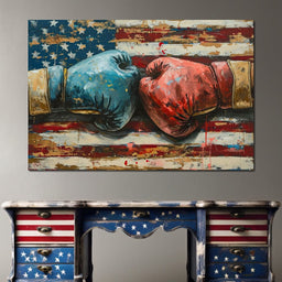 Stars and Stripes Boxing Showdown - NicheCanvas