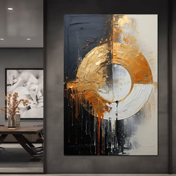 Abyssal Echoes in Gold Abstract - Tanni Cylon - NicheCanvas