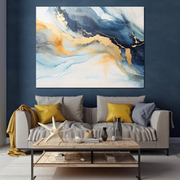 Golden Breeze Over Indigo Sea - NicheCanvas