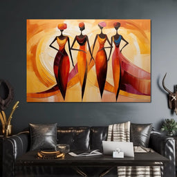 Golden Trio in Maroon Elegance - NicheCanvas