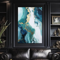 Glossy Marbling Liquid Abstraction - NicheCanvas