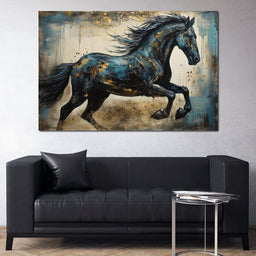 Gilded Teal Horse - NicheCanvas
