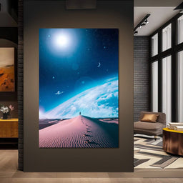 Silhouette Dune Blue Space - Gen Z - NicheCanvas