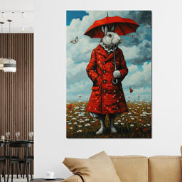 The Rabbit and the Red Umbrella - TooplesArt - NicheCanvas