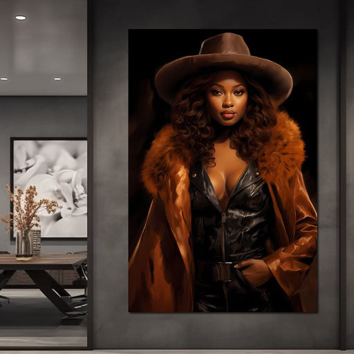 African Woman in Brown Fur Canvas Print