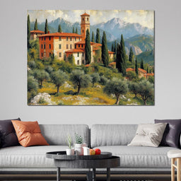 Tuscan Serenity Amidst Peaks - NicheCanvas