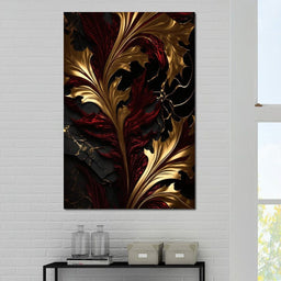The Marble-Lux Collection: Dark Red & Vibrant Gold 04 - NicheCanvas