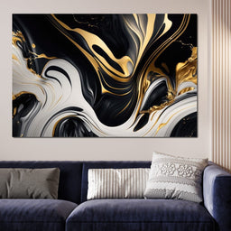Marble-Lux Collection: Vibrant White & Gold Marble 07 - NicheCanvas