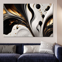 Marble-Lux Collection: Vibrant White & Gold Marble 01 - NicheCanvas