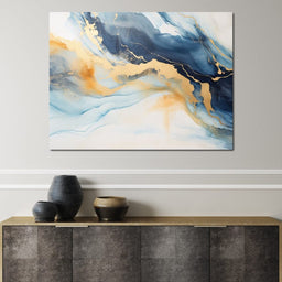 Golden Breeze Over Indigo Sea - NicheCanvas