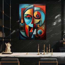 Scarlet, Sienna, and Mustard Cubism - NicheCanvas