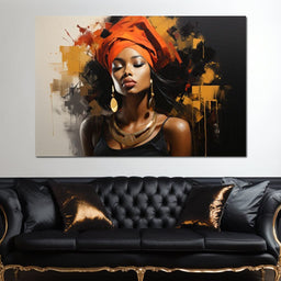 Black Gold Fashion Portrait - NicheCanvas