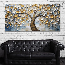 Ivory Golden Petal Melodies - NicheCanvas